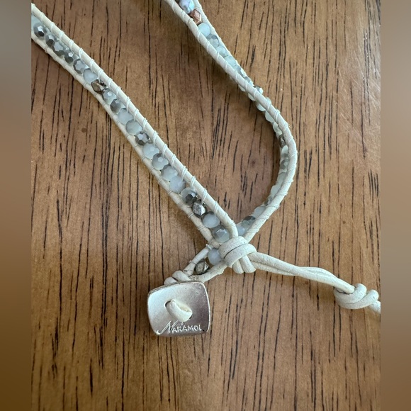 Nakamol Handcrafted Wire Wrapped Bracelet & Earrings Set Leather Natural Stones - Picture 10 of 15